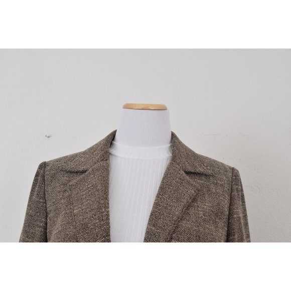 Vintage 90s Tweed Brown Jacket size 12 - Picture 7 of 10